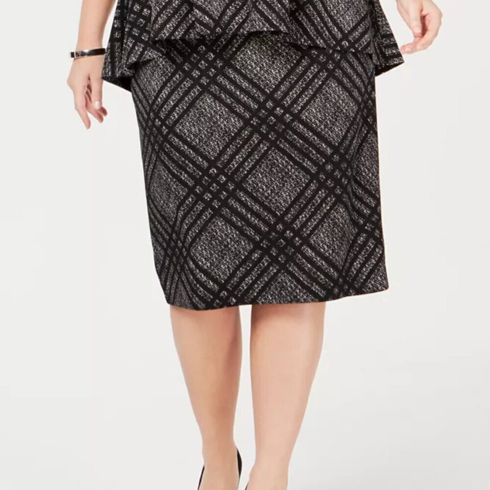 Alfani Jacquard Plaid Straight Skirt SZ 22W